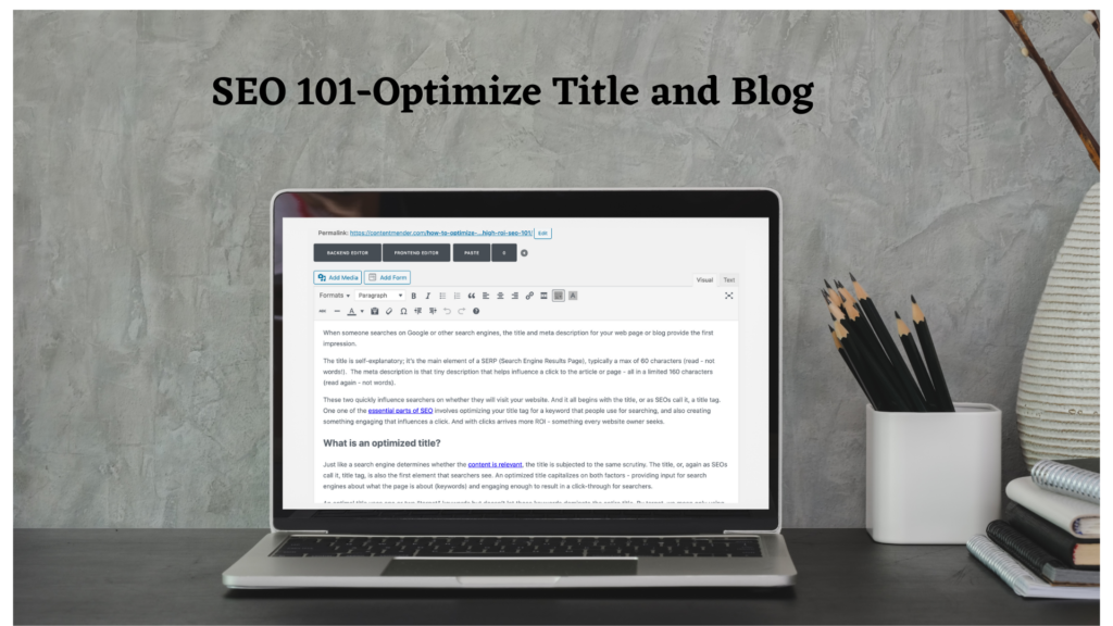 The title, or, again as SEOs call it, title tag, is also the first element that searchers see
