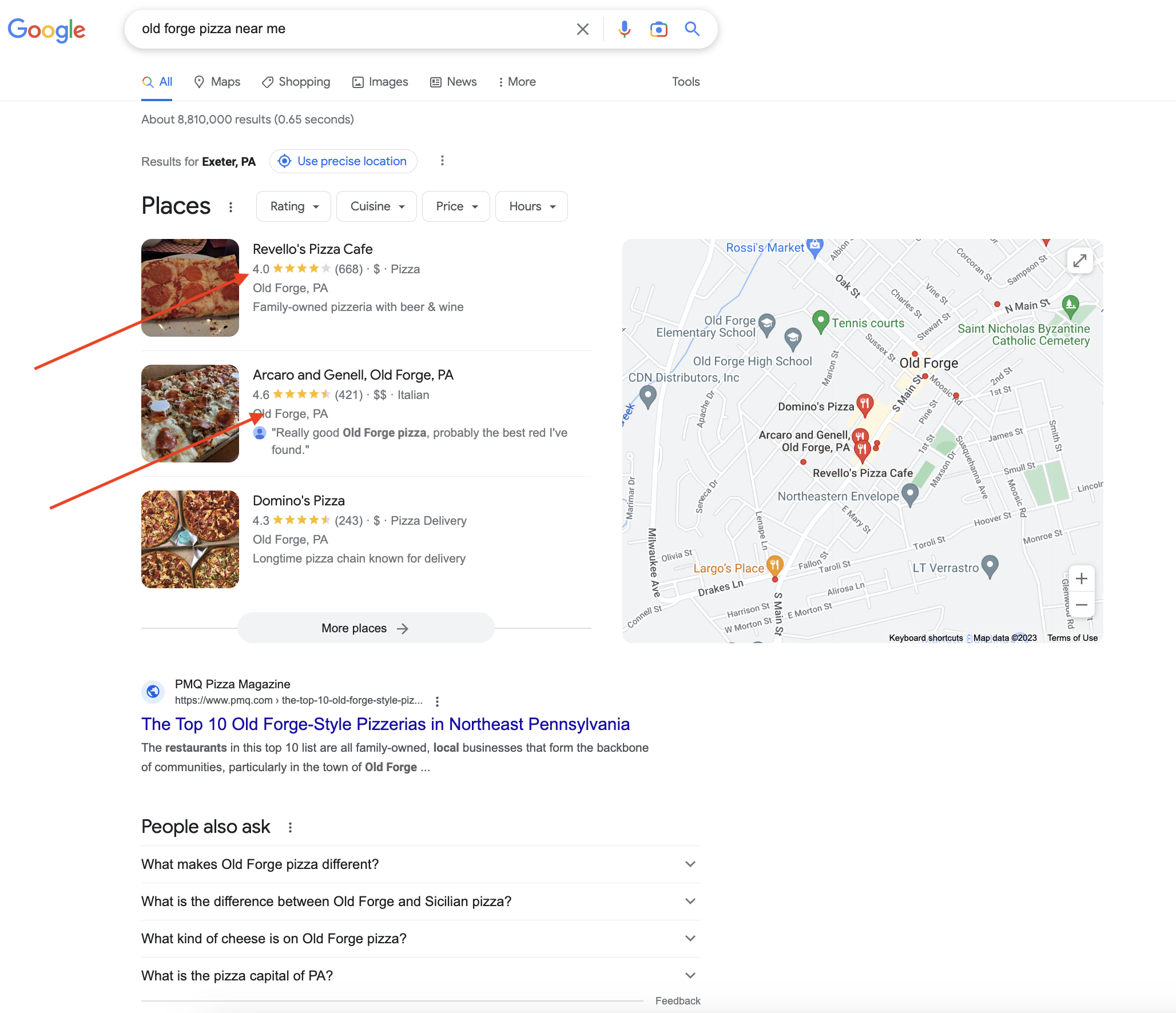 Google Business Profile result is separate from your actual website result